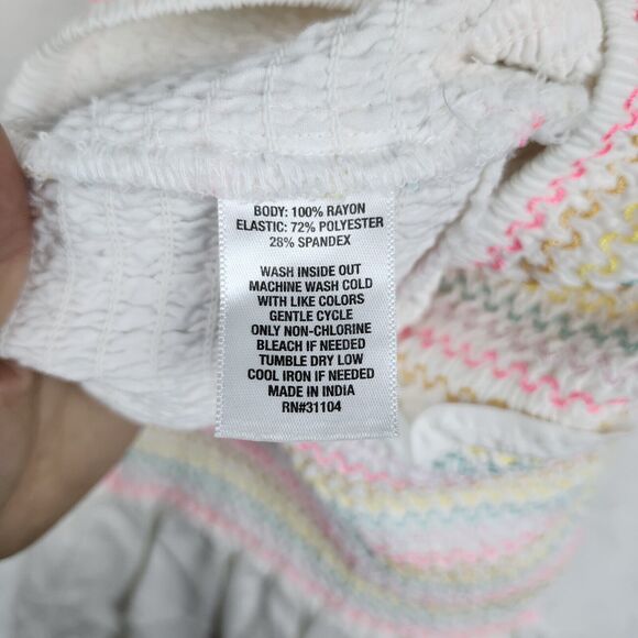 Cabana By Crown & Ivy Smocked Ruffle Skirt Neon Stripes Sz XS - Picture 6 of 8